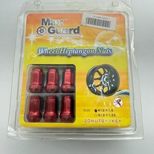 Max Guard tuner Steel lug nuts 12x1.5 RED color 20pcs slim